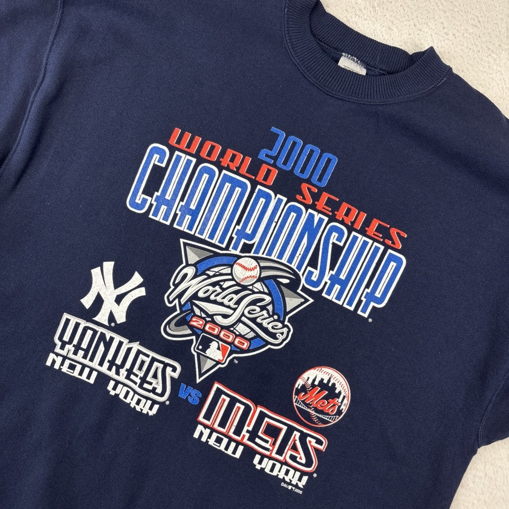 VINTAGE 2000 Yankees World Series Sweatshirt Mens XL Blue Crewneck Subway Series
